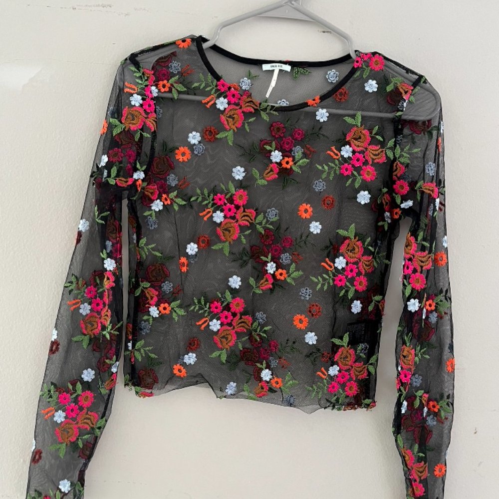 Kimchi Blue, Urban Outfitters, Floral Mesh Top (never used)